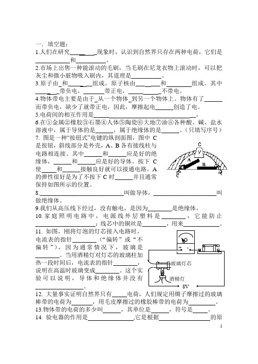 初中物理-电荷练习题