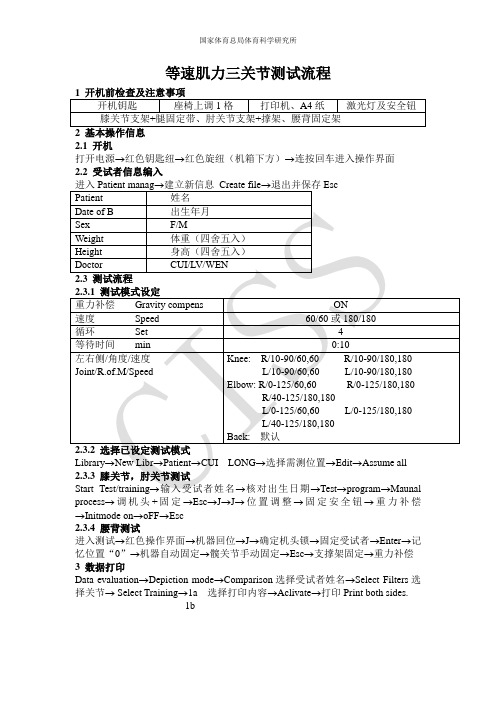 等速肌力测试流程