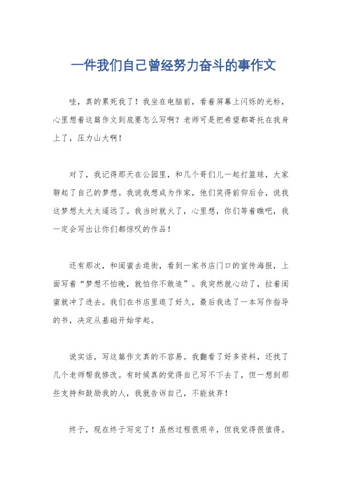 一件我们自己曾经努力奋斗的事作文