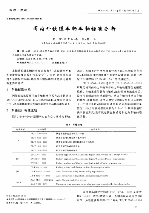 国内外铁道车辆车轴标准分析