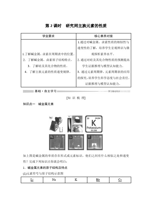 2020(春)化学 必修 第二册 鲁科版(新教材)第2课时 研究同主族元素的性质