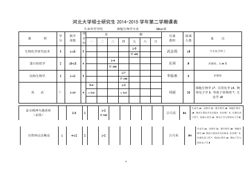 河北大学第二学期课表