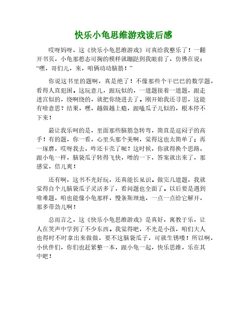 快乐的小龟思维游戏读后感