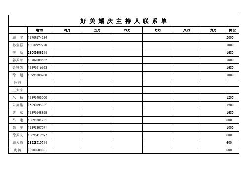 主持人摄像师联系单