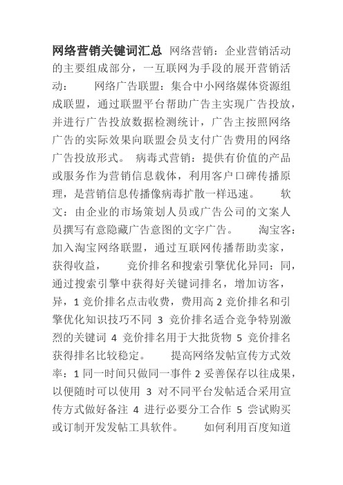 网络营销关键词汇总