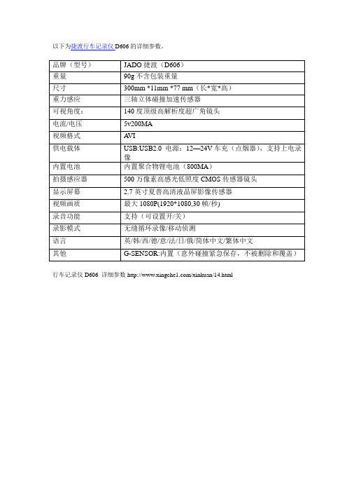 捷渡行车记录仪D606详细参数