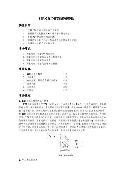 实验二 PIN光电二极管的静态特性