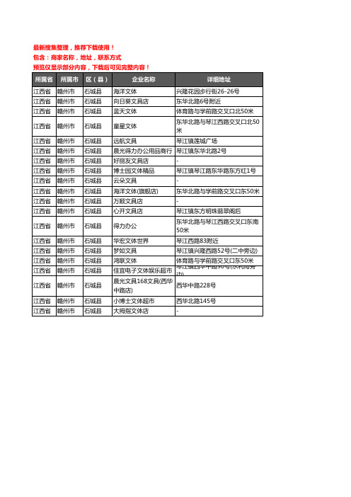 新版江西省赣州市石城县办公用品企业公司商家户名录单联系方式地址大全20家