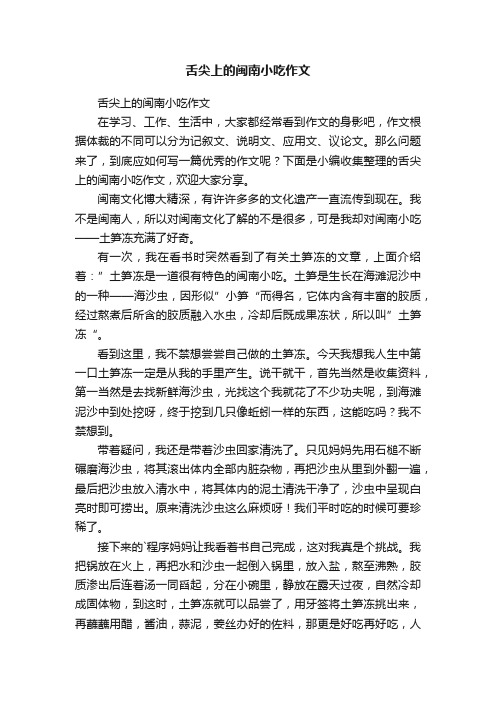 舌尖上的闽南小吃作文