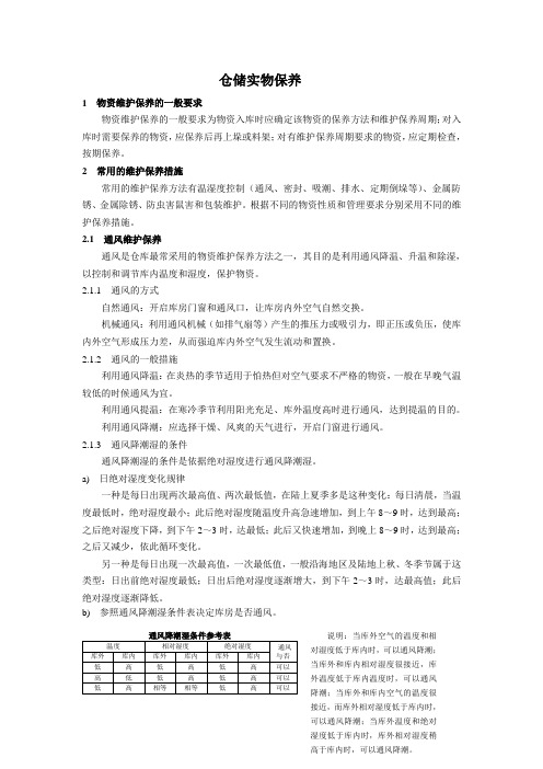 仓储物资的维护保养