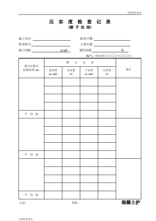 压实度检查记录