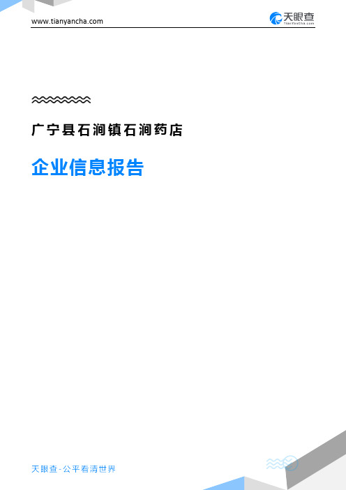 广宁县石涧镇石涧药店企业信息报告-天眼查