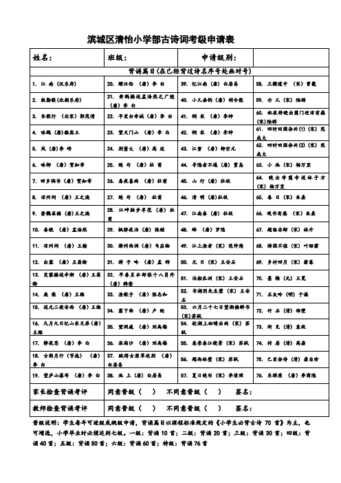 古诗词考级申请表1