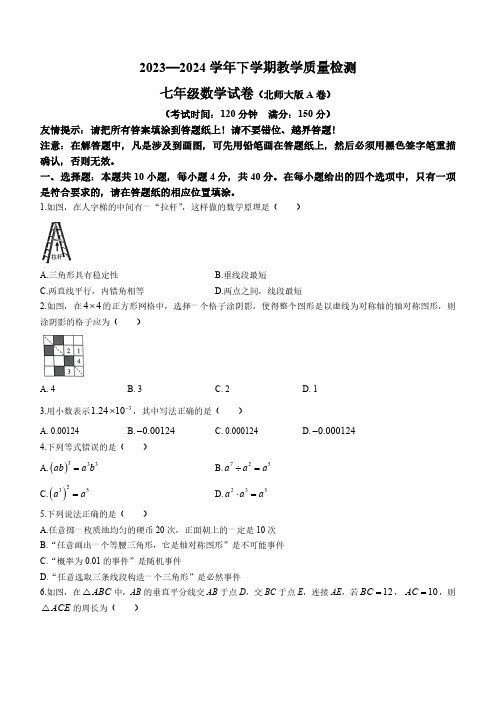 福建省漳州市台商投资区2023-2024学年七年级下学期期末数学试题(无答案)