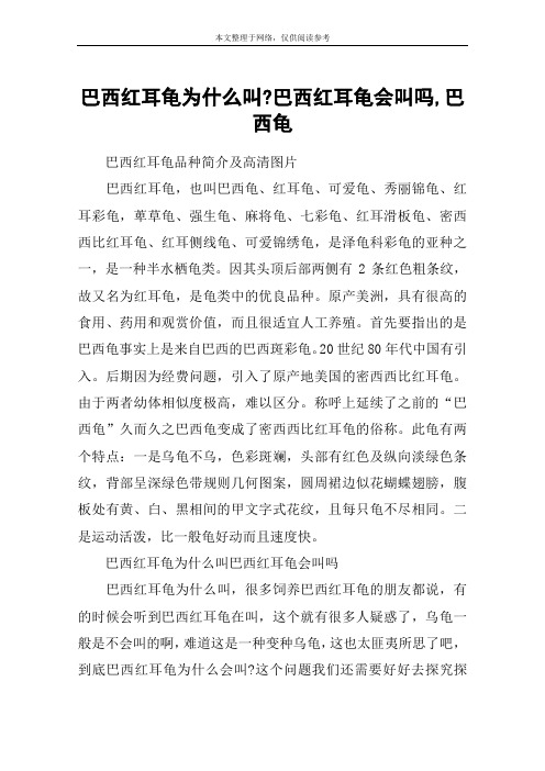 巴西红耳龟为什么叫-巴西红耳龟会叫吗,巴西龟