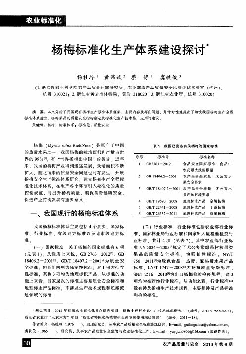 杨梅标准化生产体系建设探讨