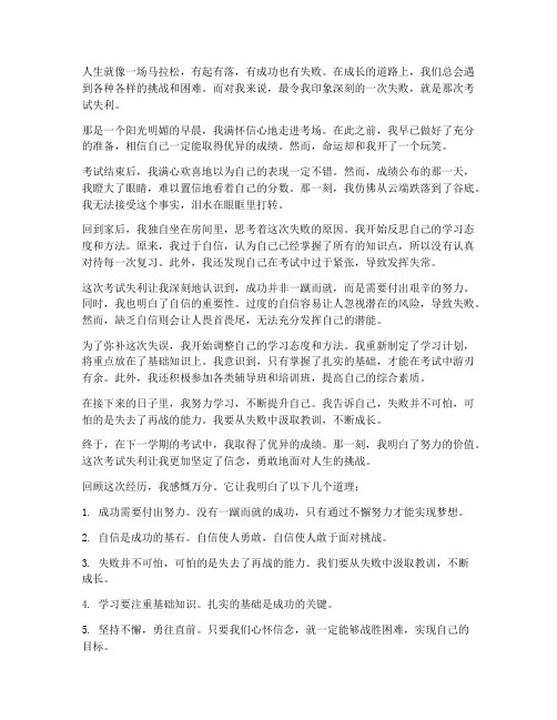 考试失利令我印象深刻作文