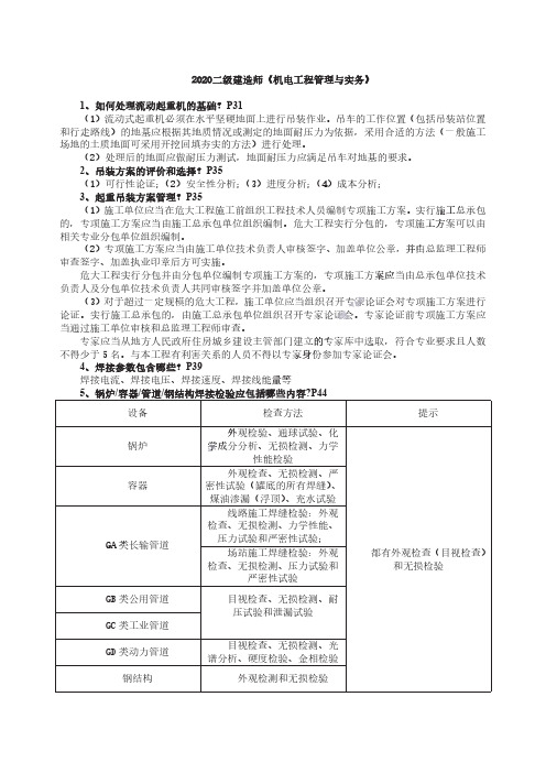 2020二建机电实务--必背案例考点