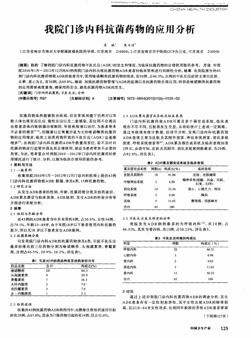 我院门诊内科抗菌药物的应用分析