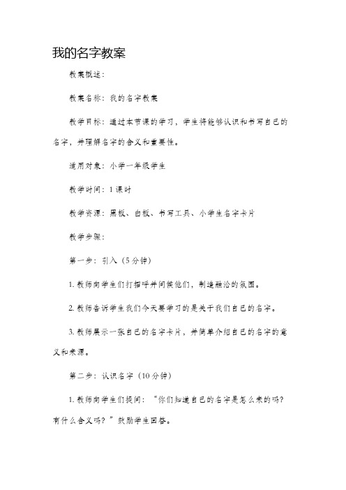 《我的名字》市公开课获奖教案省名师优质课赛课一等奖教案