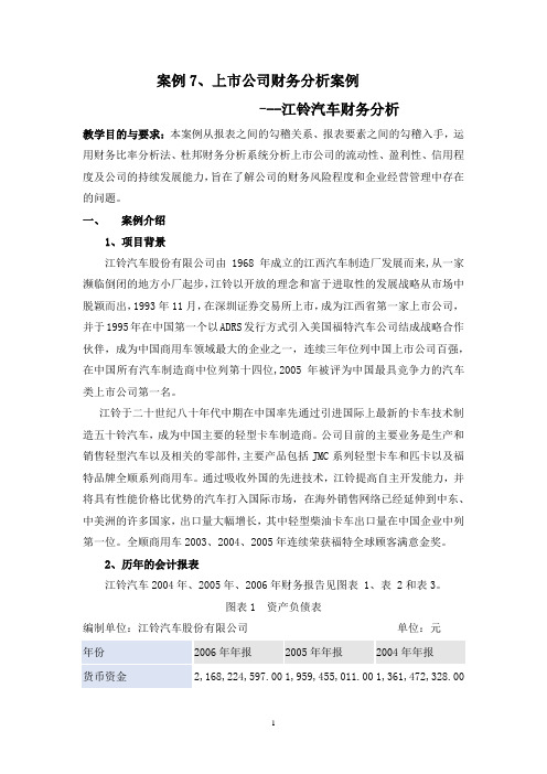 江铃汽车财务分析