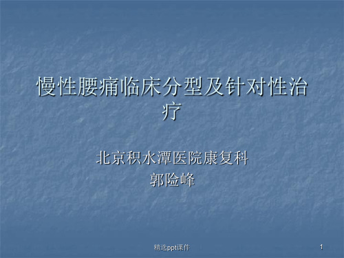 慢性腰痛康复的临床分型及针对性治疗PPT课件