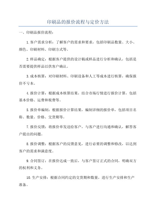 印刷品的报价流程与定价方法