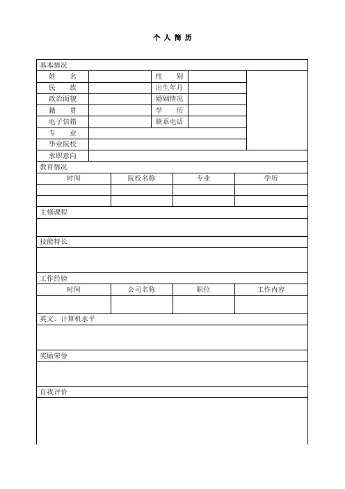 个人简历空白表格(67)