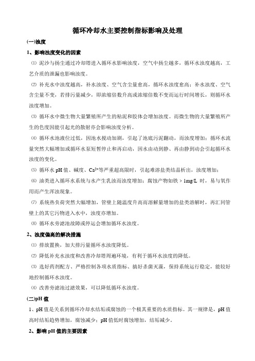 循环冷却水主要控制指标影响及处理