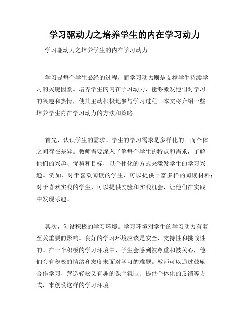  学习驱动力之培养学生的内在学习动力