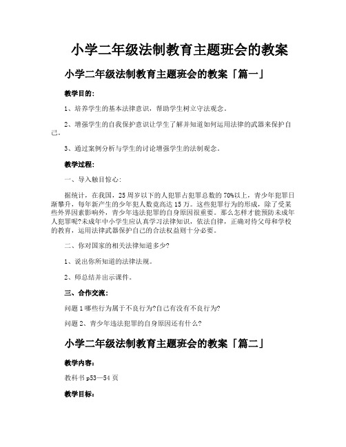 小学二年级法制教育主题班会的教案