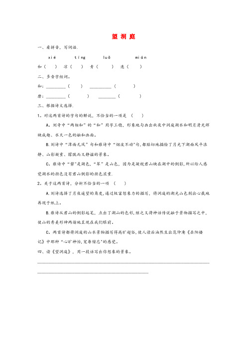 旅顺口区某小学四年级语文下册 第九单元 诗人的足迹 9.2 望洞庭同步练习 长版四年级语文下册第九