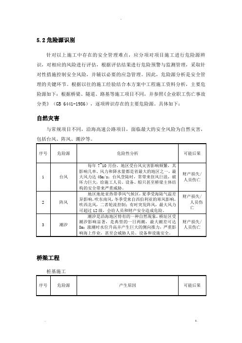 桥梁工程危险源识别及措施