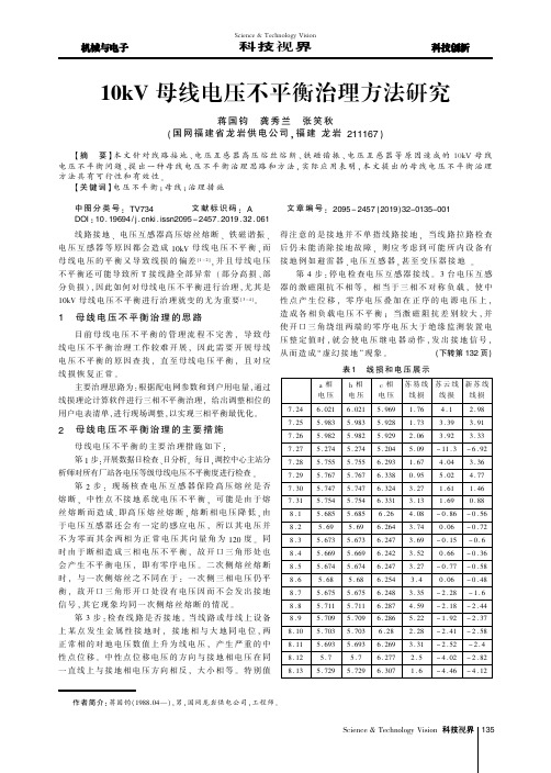 10kv母线电压不平衡治理方法研究