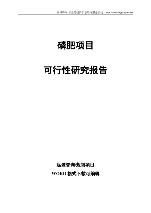 磷肥项目可行性研究报告