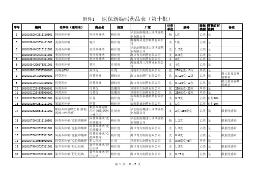 第十批药品编码xls