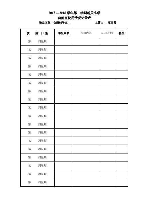 2017-2018第二学期心理辅导室使用记录表