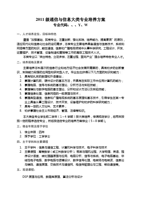 重庆邮电大学通信学院2011级本科培养方案0906