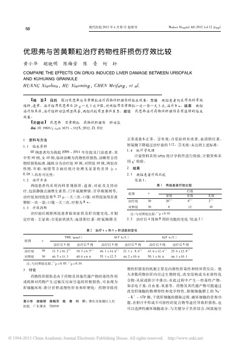 优思弗与苦黄颗粒治疗药物性肝损伤疗效比较_黄小华