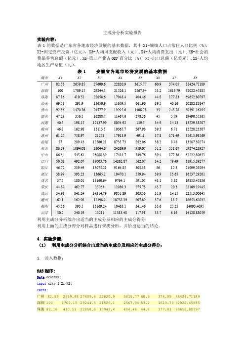 主成份分析报告(包含sas程序)