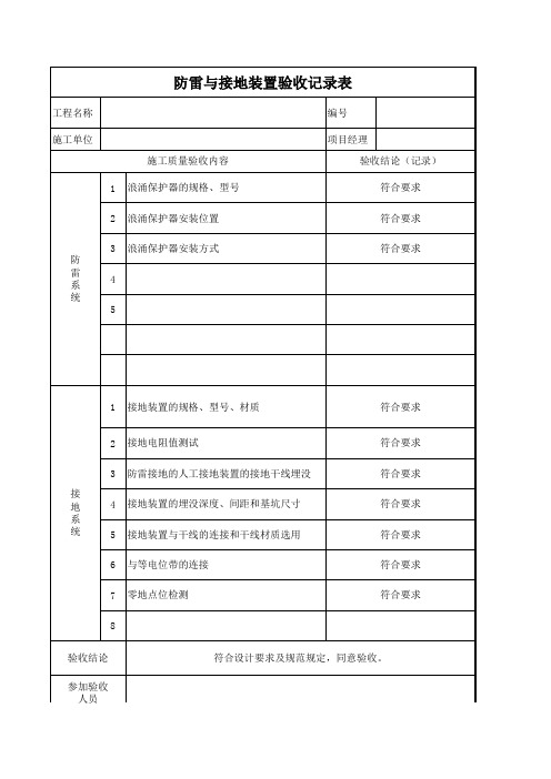 防雷与接地装置验收记录表