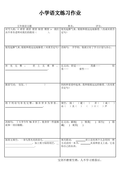 小学五年级语文精题选做III (66)