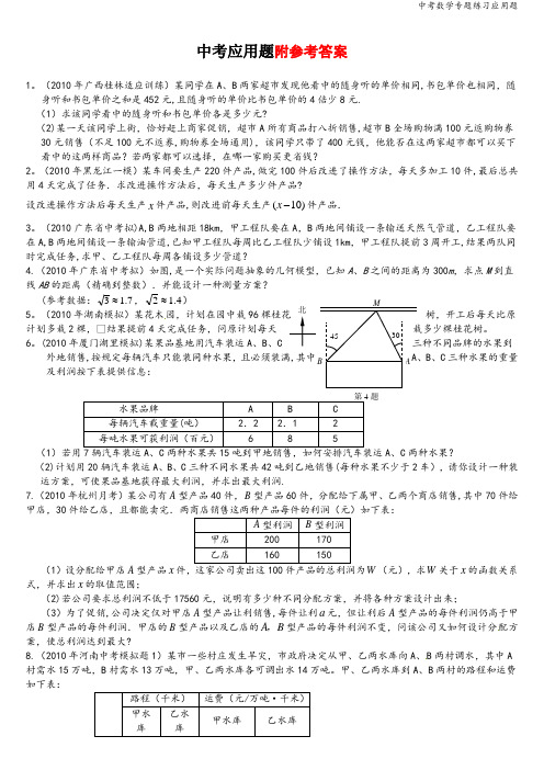 中考数学专题练习应用题