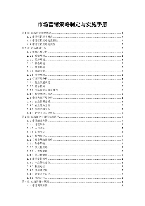 市场营销策略制定与实施手册