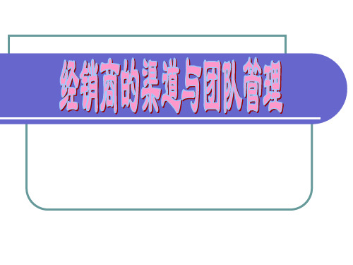 经销商的渠道与团队管理