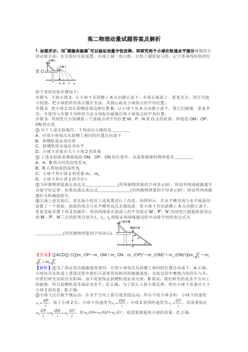 高二物理动量试题答案及解析
