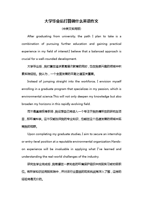 大学毕业后打算做什么英语作文