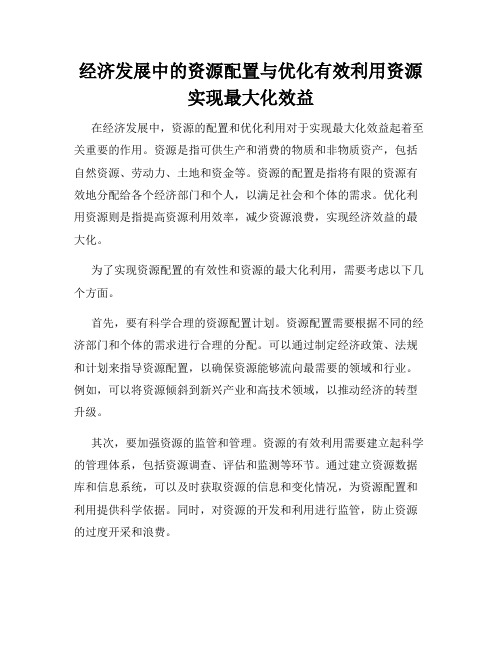 经济发展中的资源配置与优化有效利用资源实现最大化效益