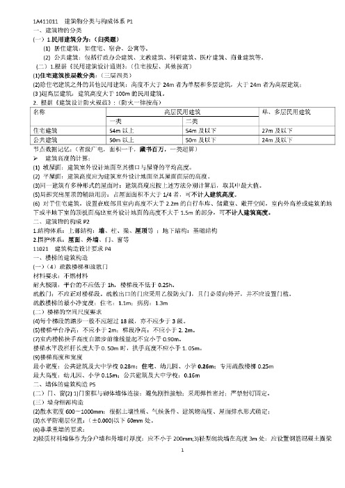 2020年一级建造师《建筑实务》考前必背知识点