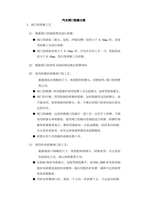 汽水阀门检修方案